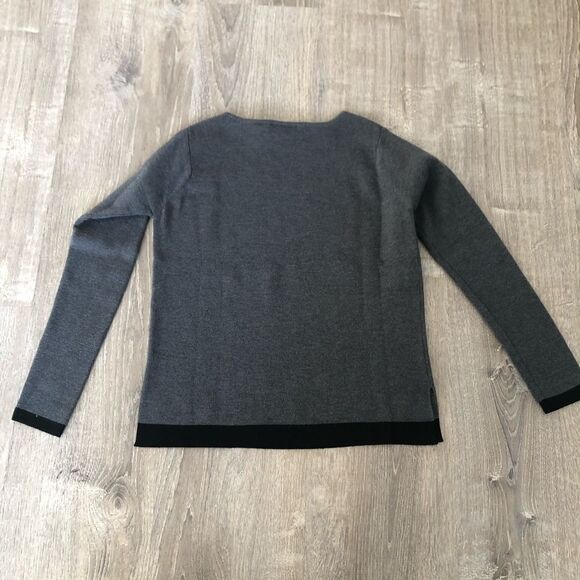 Preview Collection Petites 100% Extra Fine Merino Wool Gray Sweater Extra Small - Picture 4 of 6